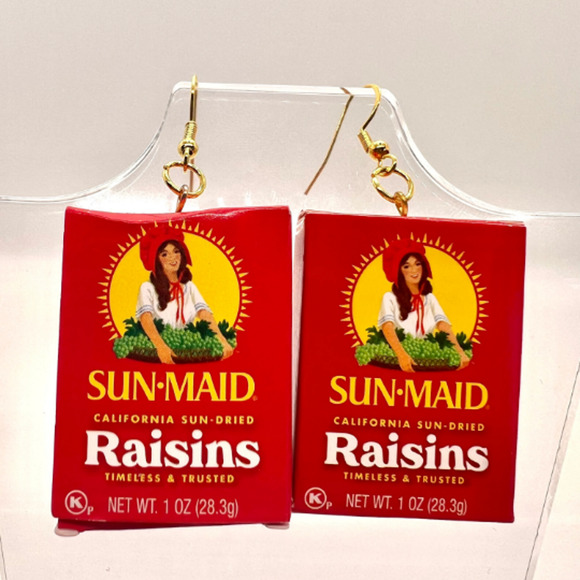 Raisin Earrings - Sun Maid Earrings - Mini Brands Earrings - Teacher Earrings - Picture 1 of 8